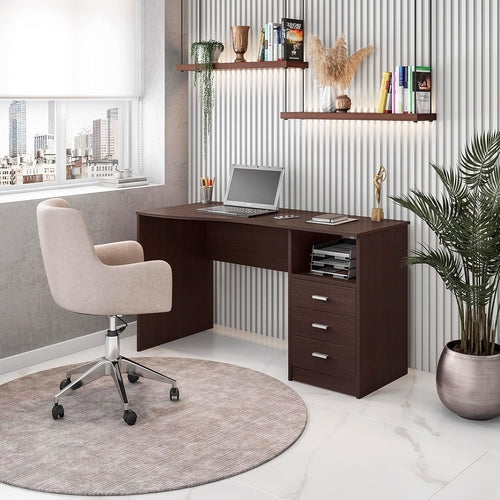 Classic Computer Desk with Multiple Drawers, 29.5" X 23.6" X 51.2",
