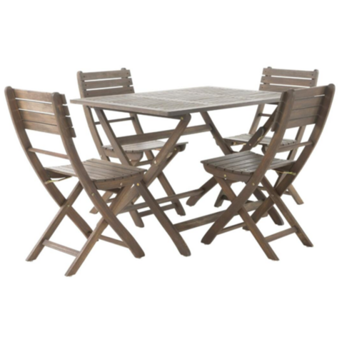 5-Piece Acacia Wood Foldable Outdoor Patio Dining Set