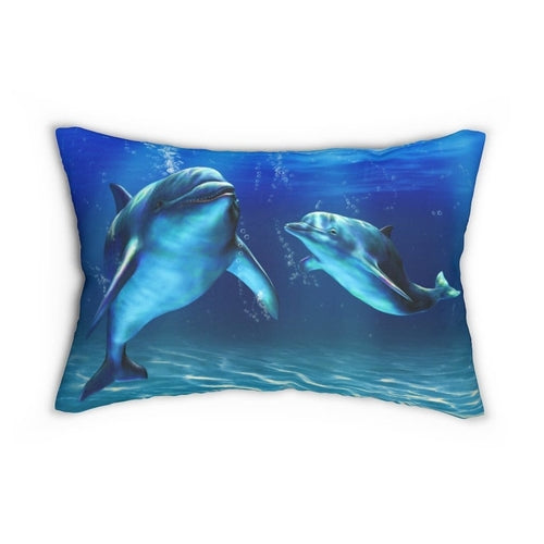 Decorative Lumbar Throw Pillow - Blue Dolphin