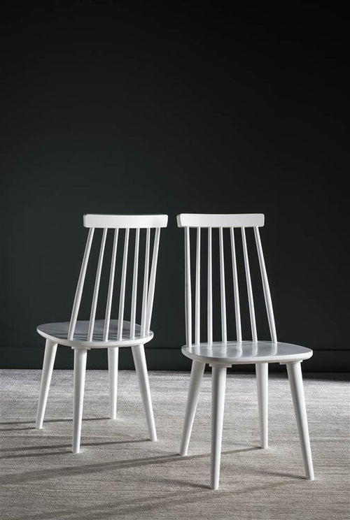 White Farmhouse Spindle Dining Chair Set Of 2 For Kitchen