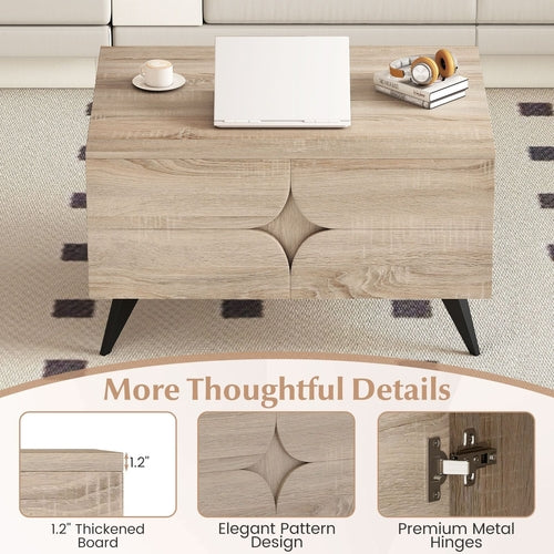 Farmhouse Accent Modern Coffee Table with Storage for Living Room