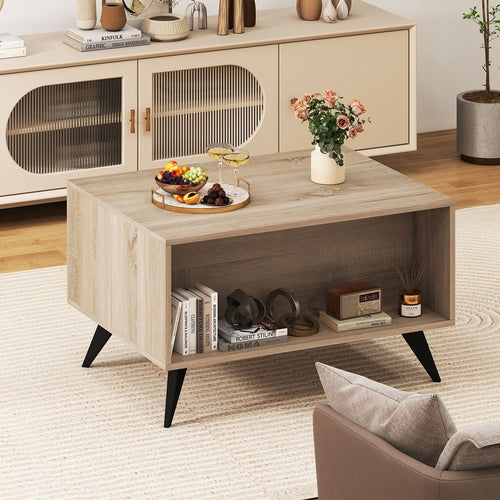 Farmhouse Accent Modern Coffee Table with Storage for Living Room