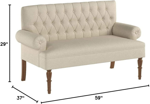Warm Beige Loveseat Sofa Set With Tufted Back Upholstery