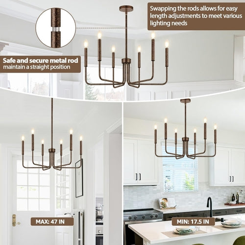 Rustic Black 6 Light Farmhouse Chandelier For Dining Room