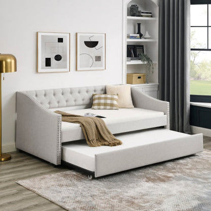 The Double Sofa Bed Has A Double Roller Upholstered Tufted Sofa Bed