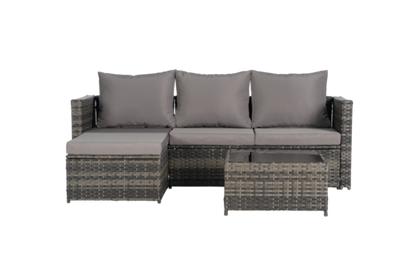 2 Piece Outdoor L-Shaped Wicker Patio Set – Sectional Sofa with