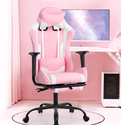 Pink PC Gaming Chair With Lumbar Support For Home Office