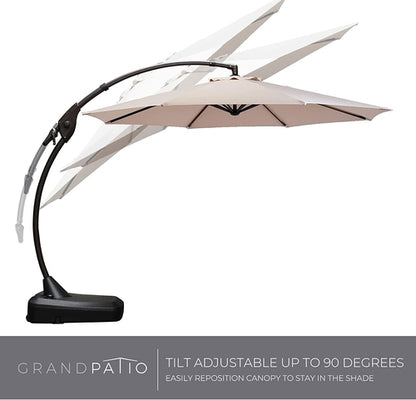11ft Cantilever Umbrella With Base Champagne Aluminum Outdoor Patio