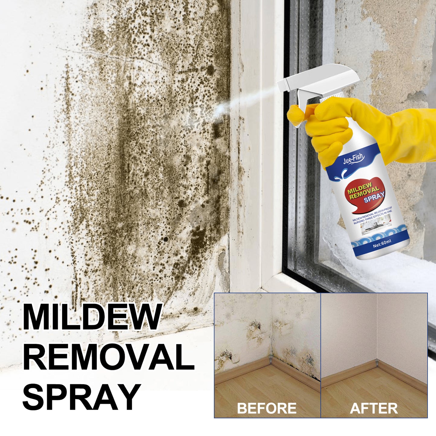 Mildew Removal Spray, Clean Mildew Stains On Bathroom Tile Walls And Ceiling Multi-Functional Mildew Stain Spray