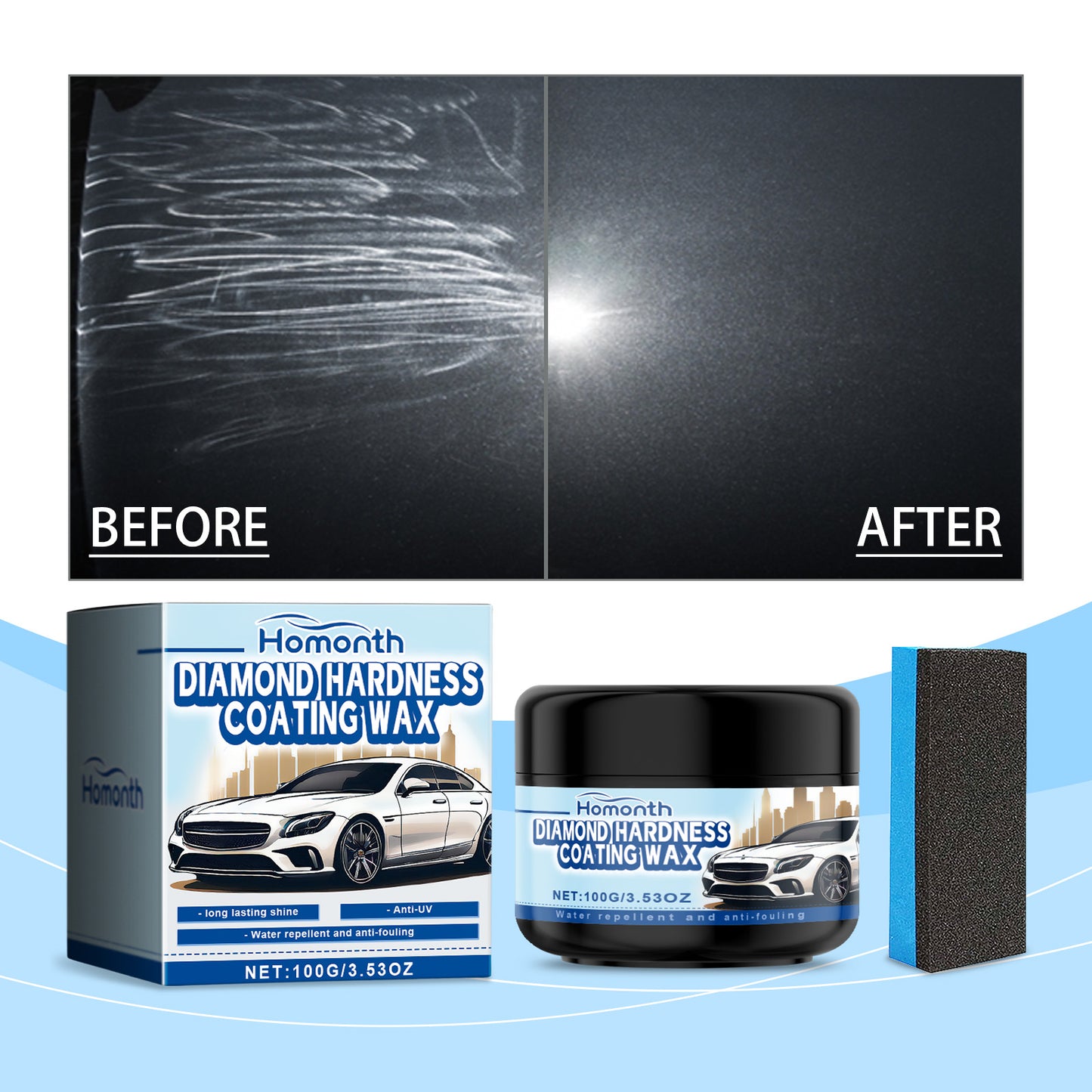 Car Polishing Wax, Clean And Decontaminate Car Paint Repair Scratches Polishing Refurbishment Maintenance Coating Wax