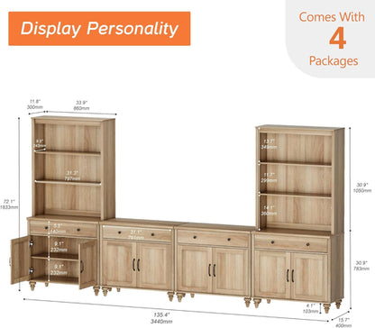 Oak Farmhouse Entertainment Center For TVs Up To 75 Inches
