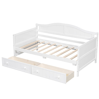 Twin Wooden Daybed with 2 drawers, Sofa Bed for Bedroom Living Room,No