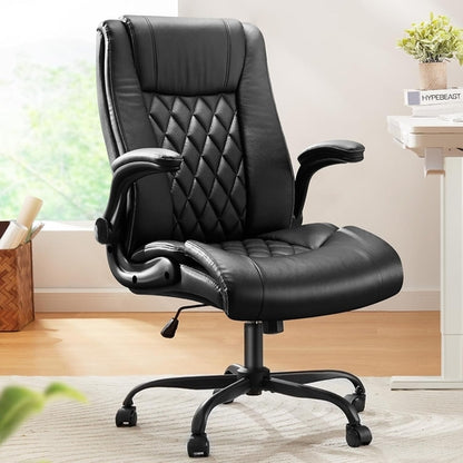 Executive Office Chair with Flip-Up Armrests,Pu Leather Ergonomic Desk