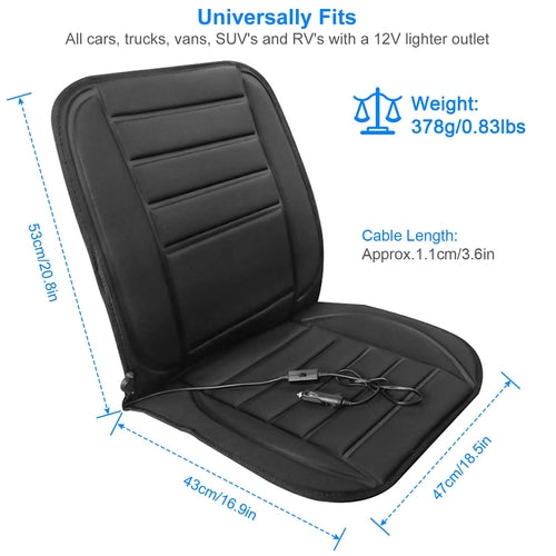 1Pc Heated Car Seat Cushion 12V Auto Seat Cover Warmer With Adjustable