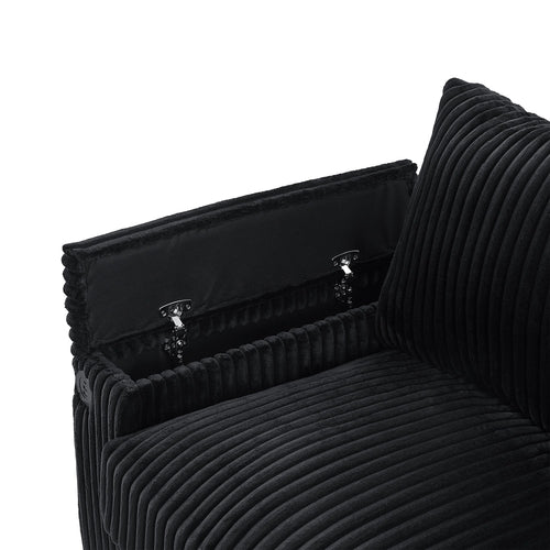 Modern 4-Seater Corduroy Sofa Couch with USB Ports, Hidden Storage and