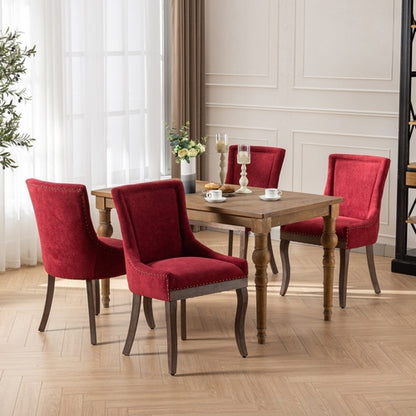 Ultra Side Dining Chair, Thickened Fabric with Solid Wood Legs and