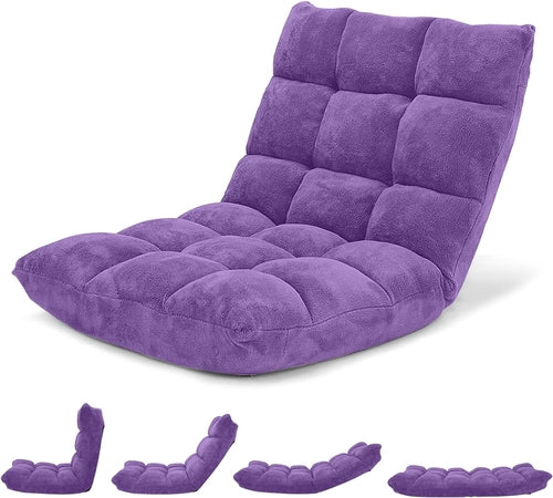 Purple Floor Chair With Back Support 14 Position Adjustable