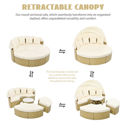 Patio Furniture Round Outdoor Sectional Sofa Set Rattan Daybed
