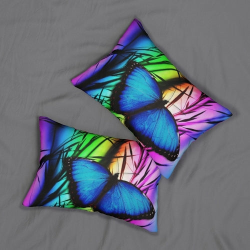 Decorative Lumbar Throw Pillow - Blue Butterfly
