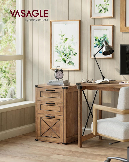 3 Drawer Farmhouse Filing Cabinet With Printer Stand For Home Office