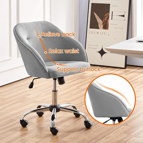 Velvet Desk Chair, Makeup Vanity Chair with Adjustable Tilt Angle,