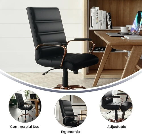 Whitney Mid Back LeatherSoft Desk Chair With Adjustable Height Black