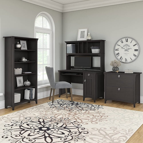 Vintage Black Bookcase With Adjustable Shelves For Home