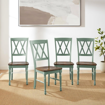 Shelby Distressed Teal XBack Dining Room Chairs Set of 4