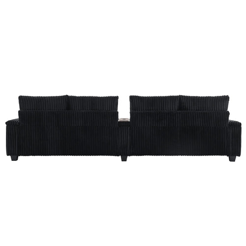Modern 4-Seater Corduroy Sofa Couch with USB Ports, Hidden Storage and