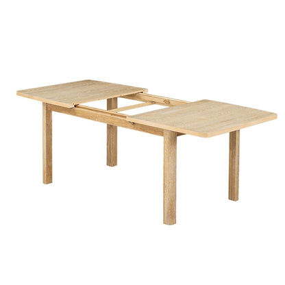 Rustic Extendable Dining Table Set with Removable Leaf, 6 Upholstered