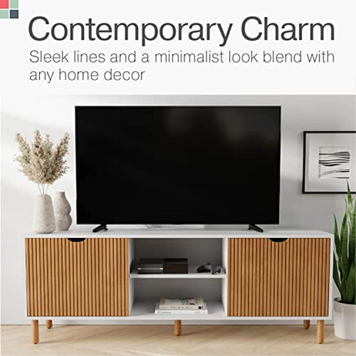Modern 70 Inch TV Stand With Durable Adjustable Shelves