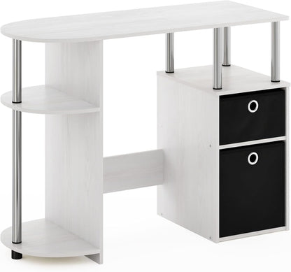 Jaya Simplistic Computer Desk White Oak With Storage