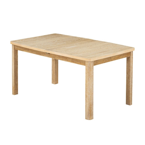 Rustic Extendable Dining Table Set with Removable Leaf, 6 Upholstered