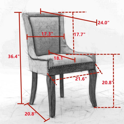 Ultra Side Dining Chair, Thickened Fabric with Solid Wood Legs and