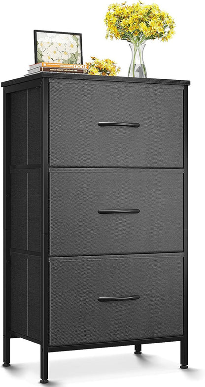 Dark Grey Dresser Nightstand With 3 Drawers Space Saver