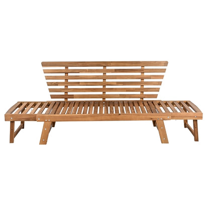 Outdoor Adjustable Patio Wooden Daybed Sofa Chaise Lounge with