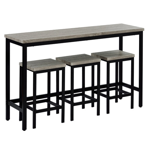 Counter Height Extra Long Dining Table Set with 3 Stools Pub Kitchen