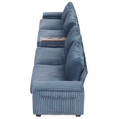 Modern 4-Seater Corduroy Sofa Couch with USB Ports, Hidden Storage and