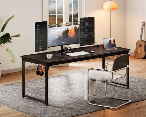 71 Inch Computer Desk with USB Ports, Large Office Desk, Long Study