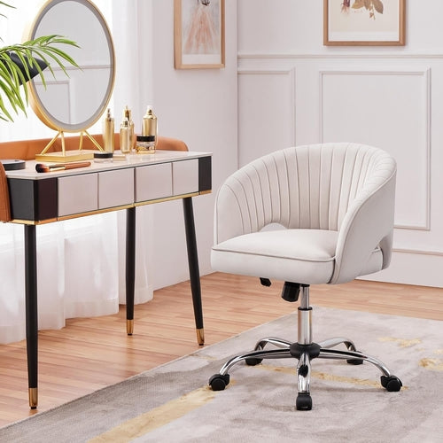 Cute Desk Chair Velvet Chair Vanity Chair with Wheels Home Office