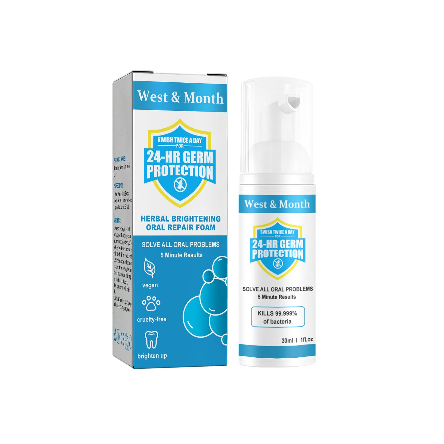 Herbal Brightening Oral Repair Foam, Clean Bad Breath And Teeth Stains With White Teeth Foam