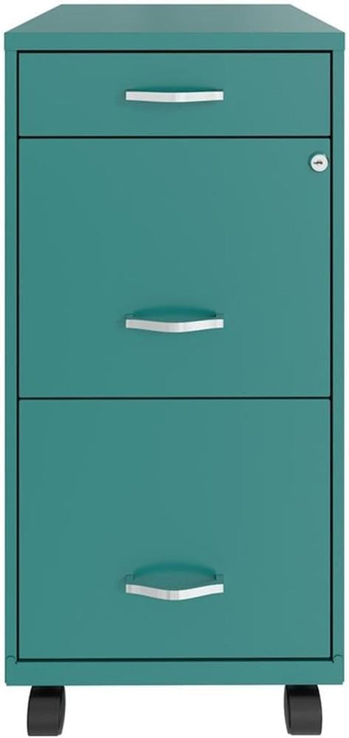 3 Drawer 29.52 Inch Turquoise Metal Filing Cabinet Lockable