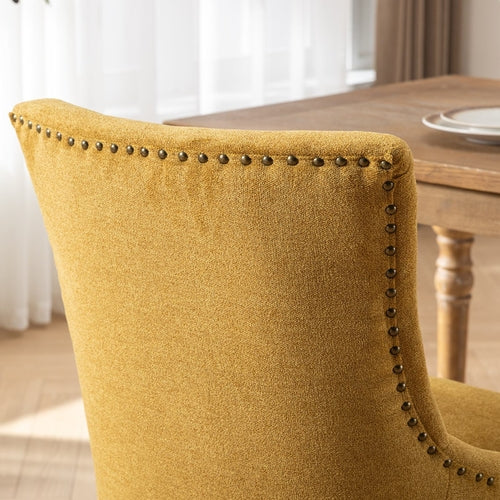 Ultra Side Dining Chair, Thickened Fabric with Solid Wood Legs and