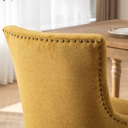 Ultra Side Dining Chair, Thickened Fabric with Solid Wood Legs and