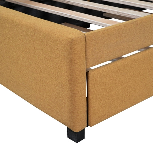 Upholstered Daybed with Trundle Sofa Bed Frame No Box Spring Needed,