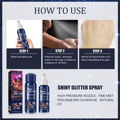EELHOE Glitter Spray, Halloween Brightening Makeup Night Club Party Clothing Highlights Skin Brightening Powder
