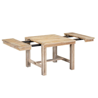 Farmhouse 82inch 6-Piece Extendable Dining Table with Footrest, 4
