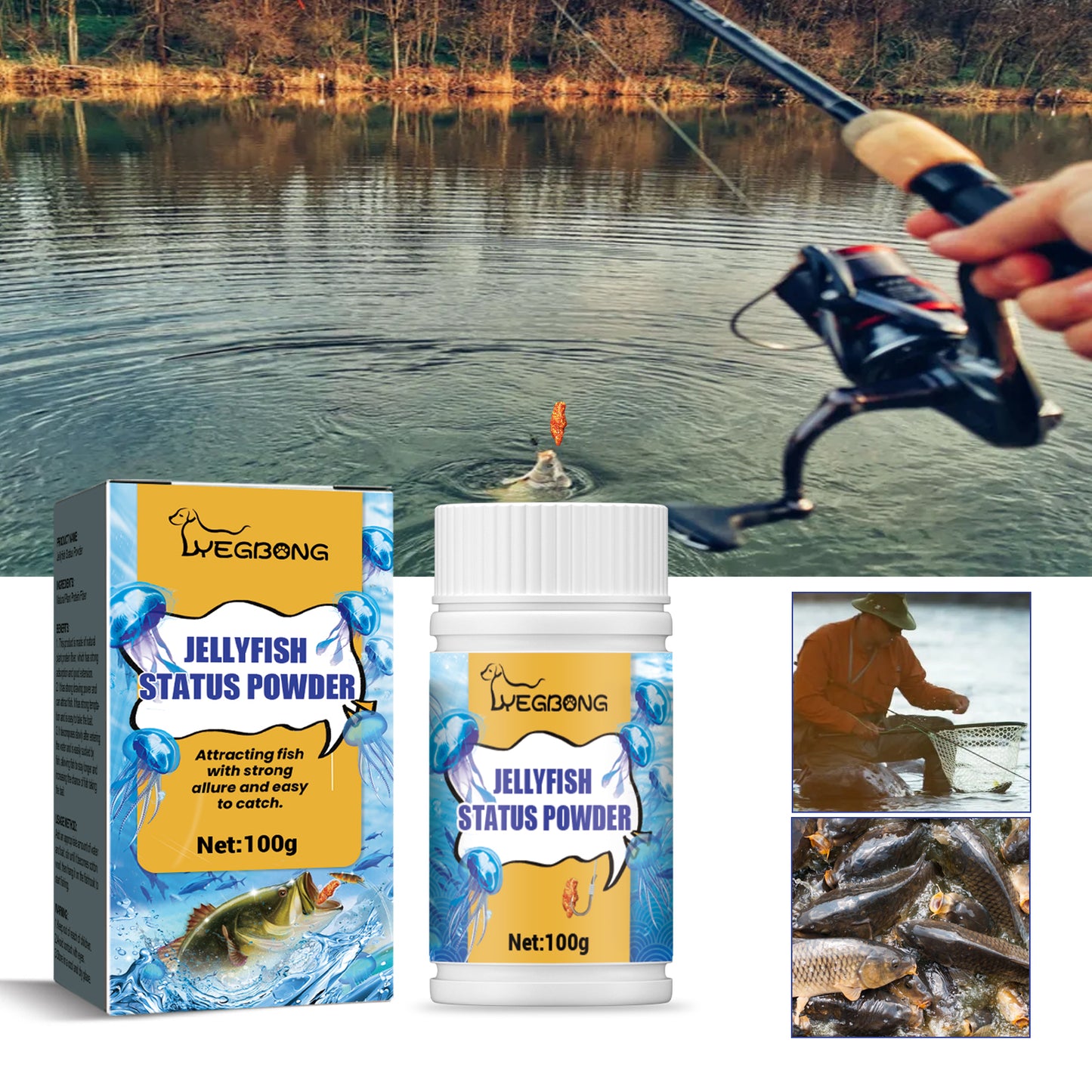 Yegbong Jellyfish Status Powder, Bait Bait Bait Bait Bait For Fishing Wild Fishing Bait Crucian Tilapia Bait