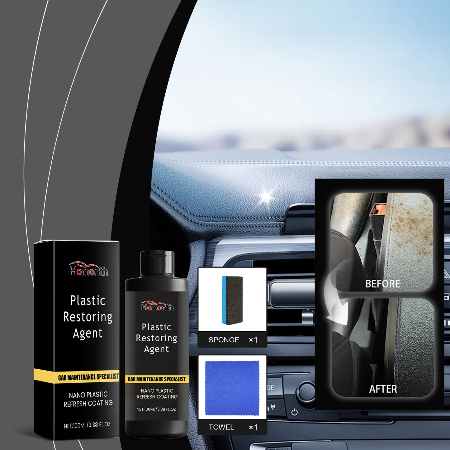 Automotive Nano Plastic Repair Agent Body Interior Decontamination Maintenance Renovation Repair Coating Crystal Plating Agent