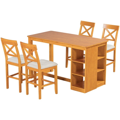 60'Lx30'W Solid Wood Farmhouse Counter Height Dining Table Set with
